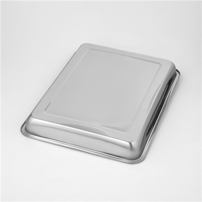 Поднос, 44.5×35.5 см, толщина 1 мм, нержавеющая сталь, серебристый