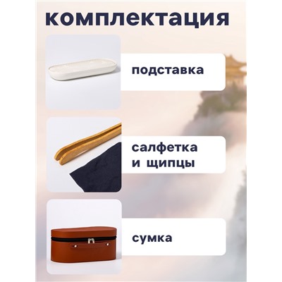 Набор для чайной церемонии ДЖЕКИЧАЙ «Сайдзё», 8 предметов, на 4 персоны, чашка 45 мл, чайник 285 мл, керамика, синий