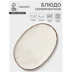 Блюдо сервировочное Magistro Alpine Frost, 33×22.8×2.5 см, овальное, фарфор, белое