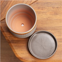 Горшок для цветов «Брюссель», 1.5 л, d=14 см, h=13.5 см, керамический, с поддоном, серый