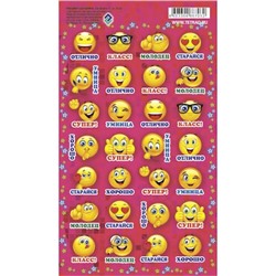 Наклейки  110х170 мм для ОЦЕНОК "Смайлики 3" НакО48 Гранит