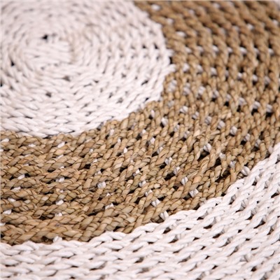 Коврик на пол круглый натуральный плетёный «Диск», из водорослей, 60 см, белый