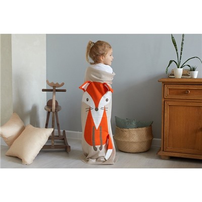 Вязаный плед "Крошка Я" Лисица, размер 90х90 см, цвет оранжевый