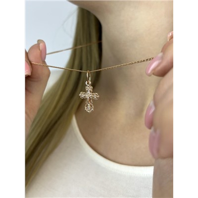 Крест из золочёного серебра с фианитами - 2,9 см 925 пробы 3-086з