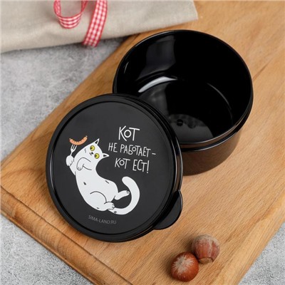 Ланч - бокс круглый «Кот не работает», 0.3 л