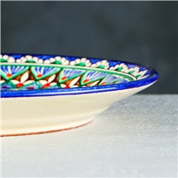 Тарелка узбекская Риштанская Керамика «Цветы», d=22 см, синяя