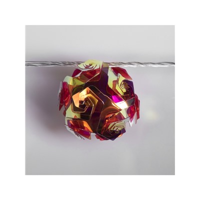 Гирлянда «Нить» 4.5 м с насадками «Цветочные шары», IP20, прозрачная нить, 15 LED, свечение красное, 220 В