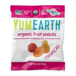 YumEarth, органические фруктовые снеки, тропические фрукты, 43 упаковки, 19,8 г (0,7 унции) в каждой