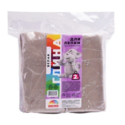 Глина для лепки вакуумированная, белая 2 кг,