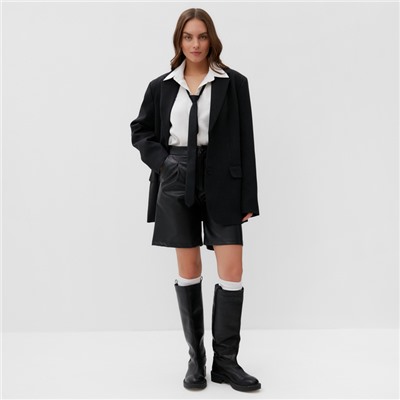 Шорты женские кожаные MIST Base, размер 46, чёрные