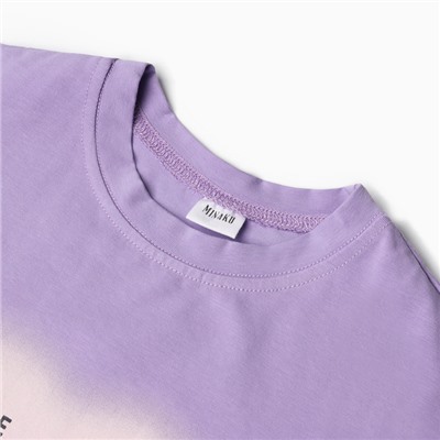 Футболка для девочки MINAKU: Exclusive print, цвет лавандовый, рост 116 см