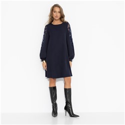 Платье с ажурными рукавами, Секрет любви (синее)