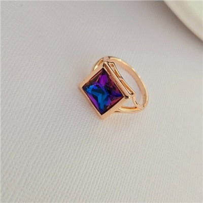 Кольцо 19 р ювелирная бижутерия коллекция "Дубай", покрытие позолота, вставка: фианит, цвет: розово-синий, арт.414.112-19
