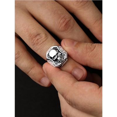 Печатка из чернёного серебра - Череп К-118