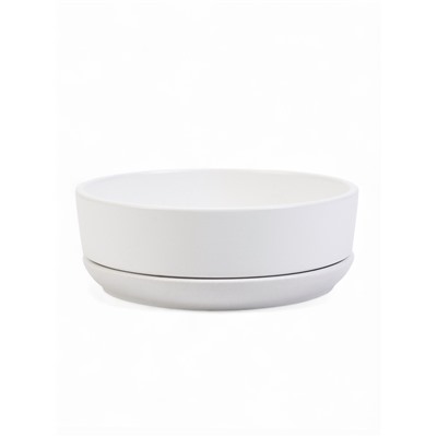 Горшок - бонсайница «Огма», для кактусов и суккулентов, 1.4 л, d=18 см, h=6.5 см, керамика, с поддоном, белый