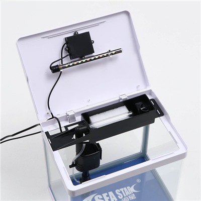 Аквариум SeaStar HX-318F, 18 л, в комплекте: LED-лампа 7 режимов, фильтр, белый