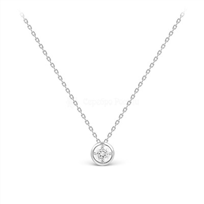 Колье из серебра с фианитом родированное 925 пробы Кц-2005рс200