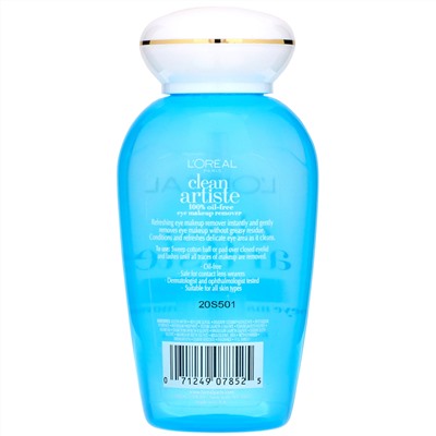 L'Oreal, Средство для снятия макияжа с глаз Clean Artiste, для чувствительных глаз, 118 мл