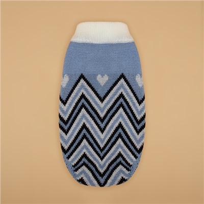 Свитер для животных «Волна», размер 2XL, ДС 34, ОШ 34, ОГ 32-51 см, голубой