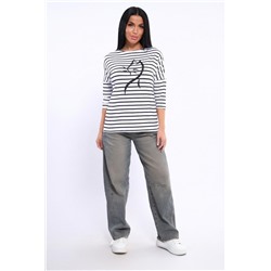 Лонгслив женский 82087 (Белый/черная полоска)