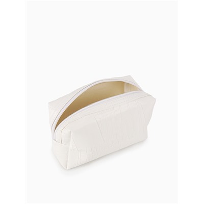Косметичка ONE COLOR, на молнии, искусственная кожа, белая