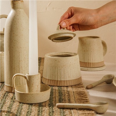 Сахарница керамическая SL Home «Виенто», 350 мл, 11×11 см, цвет бежевый