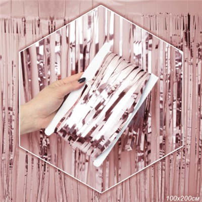 Дождь занавес 100x200 см розовое золото / NGA-16 /уп 10/300/для фотозоны на клейкой ленте