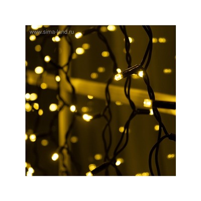 Гирлянда «Занавес» 2×1.5 м, IP65, УМС, тёмная нить каучук, 300 LED, свечение тёплое белое, 220 В