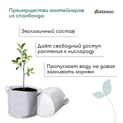 Контейнер с ручками, 22×20 см, 5.5 л, спанбонд, плотность 130 г/м², Greengo