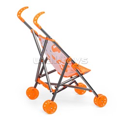 Коляска кукольная (металлическая, трость, складная, цвет оранжевый) в пакете
