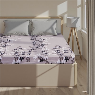 Простыня на резинке 1.5-спальная «Этель. Черничные ночи (вид 2)», 140×200+25 см, поплин