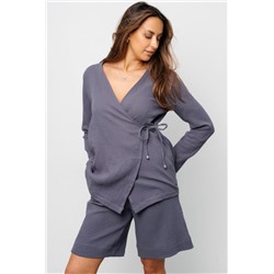 Костюм летний с шортами на запах 407GRY (Серый)
