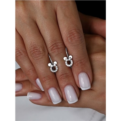 Серьги детские из серебра с фианитами родированные 925 пробы 5026р200