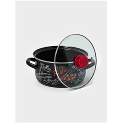 Кастрюля эмалированная «Болоньезе», 3 л, d=23 см, с крышкой, чёрная