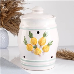 Банка для хранения лука Кунгурская керамика «Глазурь», 4 л, с отверстиями для вентиляции, белая