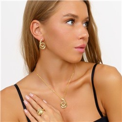 Комплект ювелирной бижутерии Итальянское золото (покрытие желтое 14к)в геометрическом стиле, серьги крупные, кулон и кольцо 18 р, покрытие позолота, Уценка, арт. 08.1866