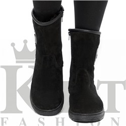 Сапожки женские замшевые Зима, литая подошва