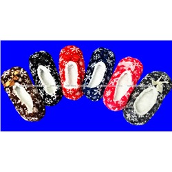 6 ПАР - Носки-тапочки внутри с мехом "Снежинки" женские