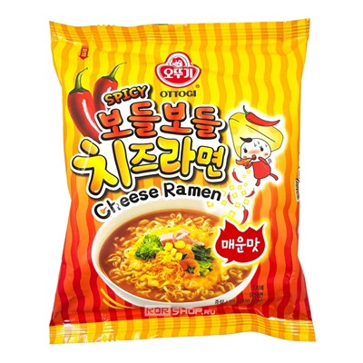 Лапша б/п нежный рамен со вкусом сыра острый Bodle Bodle Cheese Ramen Spicy Ottogi, Корея, 111 г