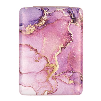 Зеркало карманное 6х8,5 см / GT354 /уп 50/300/ кожзам, стразы микс