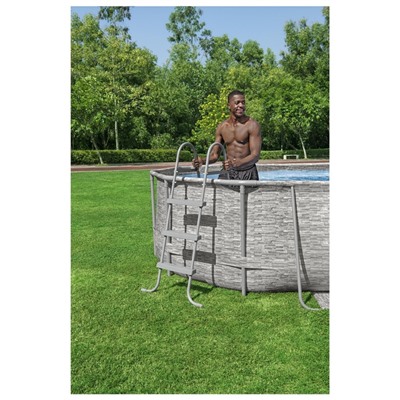 УЦЕНКА Бассейн каркасный Power Steel Swim Vista, 427×250×100, фильтр-насос, лестница, тент, 56714 Bestway