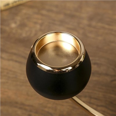 Металлический подсвечник на 3 свечи «Тёмный рыцарь», чёрный матовый с золотом, 36×24×12 см