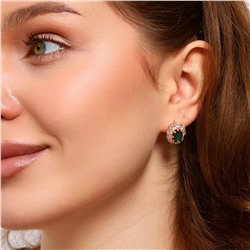 Серьги цветы ювелирная бижутерия коллекция "Дубай", покрытие позолота, вставка: фианиты: цвет: прозрачный и зеленый, арт.213.643