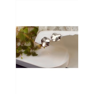 Серьги с эффектом мятого металла Круг + Подарок НАТАЛИ, 1133046