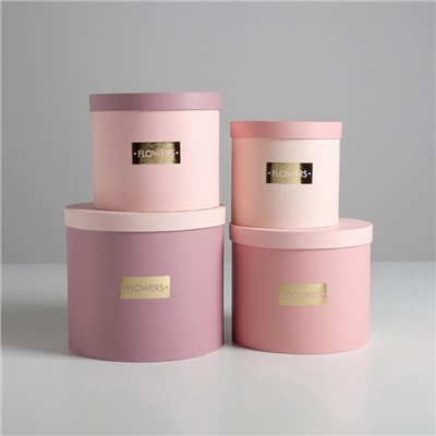 Набор коробок для цветов 4 в 1, упаковка подарочная, «Нежные тона», 14×14×13 см - 20×20×17.5 см