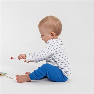 Лонгслив детский MINAKU: Basic Line BABY, рост 62-68 см, белый/синий