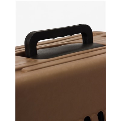 Переноска для животных, 49×31×31 см, с поддоном, пластик, чёрная, коричневая