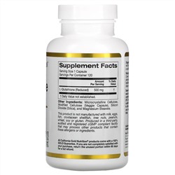 California Gold Nutrition, L-глутатион (восстановленный), 500 мг, 120 растительных капсул