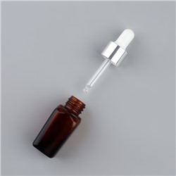 Бутылочка стеклянная для хранения с пипеткой, 10 мл, коричневая, белая