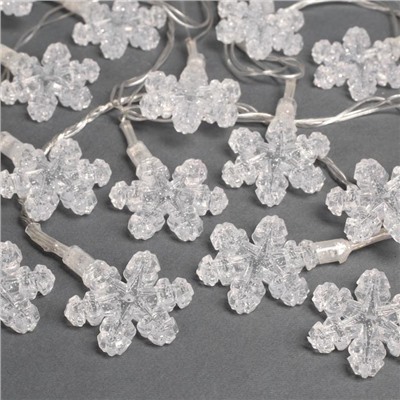 УЦЕНКА Гирлянда «Нить» 5 м с насадками «Снежинки», IP20, прозрачная нить, 20 LED, свечение мульти (RG/RB), мигание, 220 В